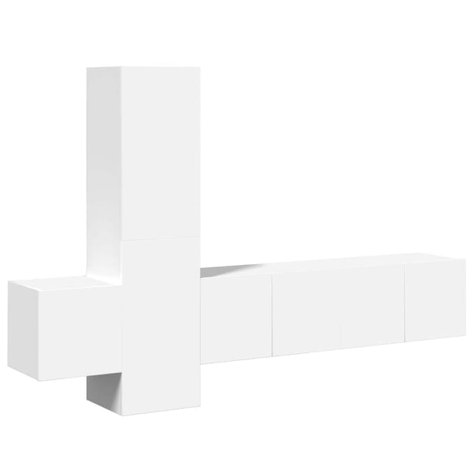 vidaXL - 5-delige - Tv-meubelset - bewerkt - hout - wit