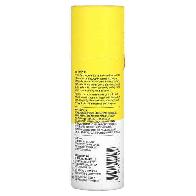 ACURE, Brightening Cleansing Powder, 30g(1oz) yellow