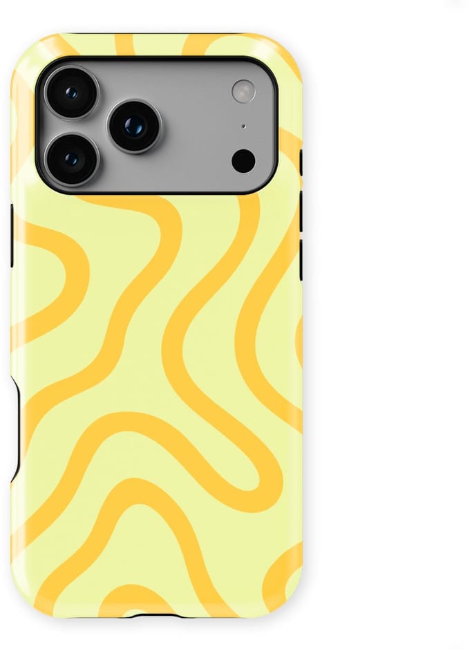 DripCase Curvy Lines Hoesje geschikt voor iPhone 17 Pro Max | Backcover met Mag | Design Tough Case geschikt voor iPhone 17 Pro Max Lemon Loop
