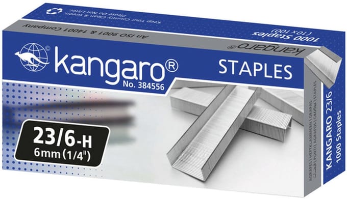 Kangaro nietjes 23/6 - 6mm - max 30 vel - 1000 stuks