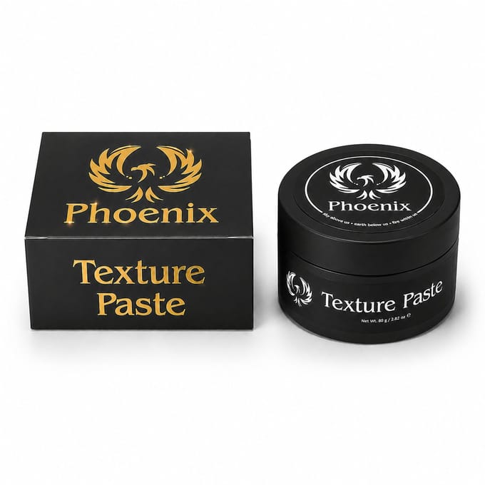 Phoenix Hair Products - Texture Paste - 80ml – Sterke Hold & Matte Finish – Voor Meer Textuur & Definitie - Haarklei