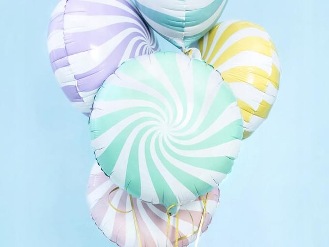 Partydeco - Folieballon candy swirl mintgroen