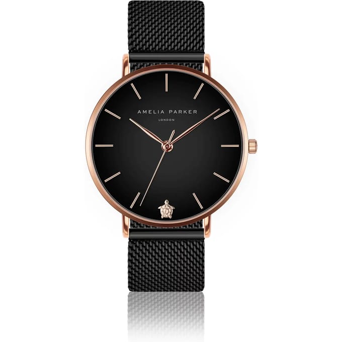 Dameshorloge Amelia Parker Midnight Moon Black Mesh