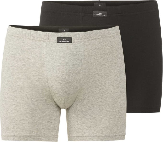 Götzburg heren 2P long boxers basic zwart & grijs