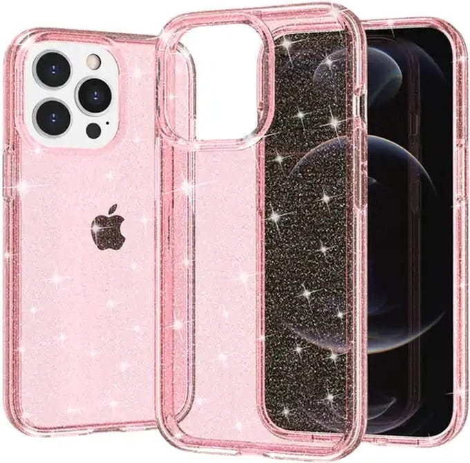 iPhone 15 Plus Glitter Telefoonhoesje - Apple iPhone 15 Plus Glitter Back Cover - TPU - Licht Roze