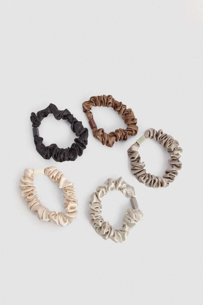 boohoo Dames Satijnen Scrunchies 6-pack | Beige