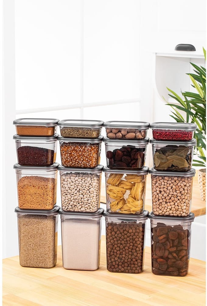 Asir - Opbergdoosset - 16 Stuks - Antraciet - 14 x 10 x 5 cm