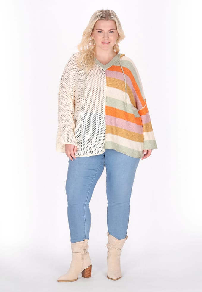 IZIA Plus Size Trui vrouwen beige
