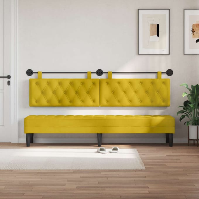 vidaXL - Hangend - hoofdbord - Geel - Fluweel