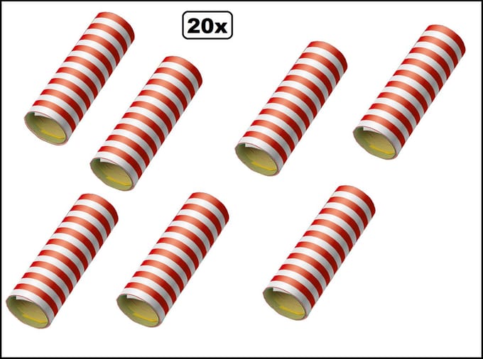 20x Serpentine rollen rood-wit - papier - Versiering Carnaval Decoratie Optocht Serpetine Feest