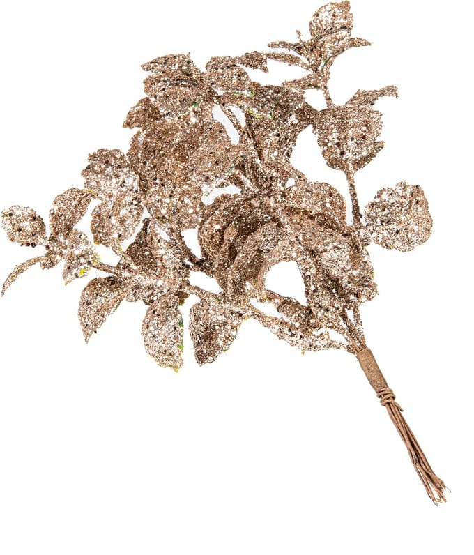 ARTYFETES - 6 rozegouden matte eucalyptus takken 23 cm met glitters
