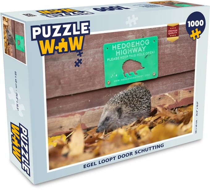 Puzzel Egel loopt door schutting - Legpuzzel - Puzzel 1000 stukjes volwassenen