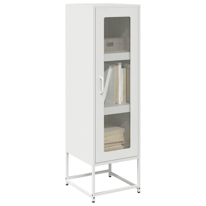 vidaXL - Hoge - kast - 36x39x123 - cm - koudgewalst - staal - wit