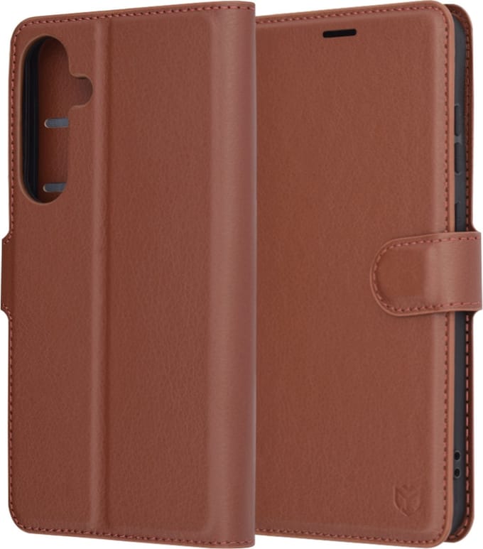 Hoesje geschikt voor Samsung Galaxy S25 Plus - Techsuit Leather Folio Book Wallet Case - Bruin
