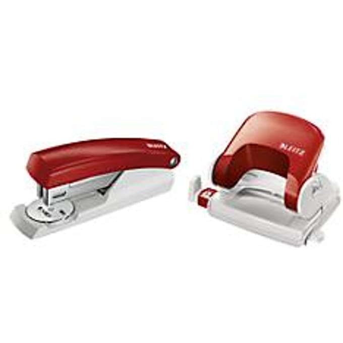 LEITZ® perforator 5038 + nietmachine 5501 SET, rood