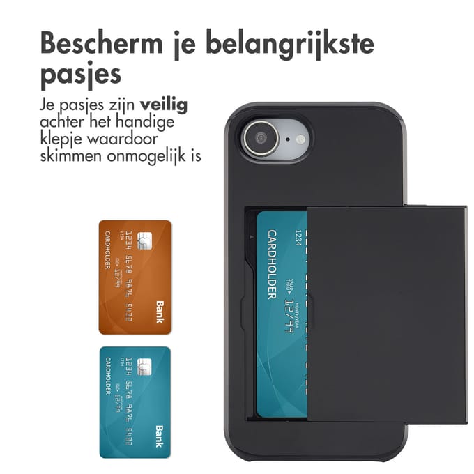 imoshion Hoesje met Pasjeshouder - Geschikt voor Apple iPhone 17e / 16e - Zwart