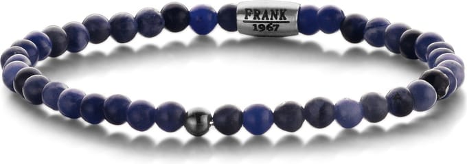 Frank 1967 Courageous Beads 7FB 0317 Natuurstenen Armband met Staal Element - Sodaliet 4 mm - Lengte 20 cm - Blauw