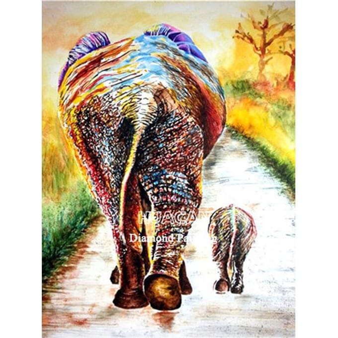 5D Diamond Painting Cross Stitch Handgemaakte Diamond Borduren Afrikaanse olifant Home decor 20X30CM black