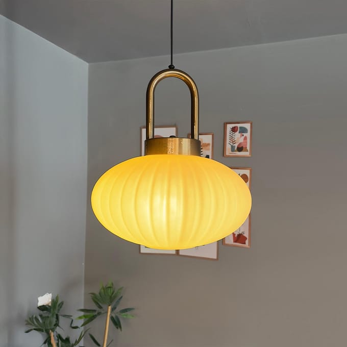 Bamyum Elegant Glazen Enkele Kroonluchter Retro Wit Hanglamp