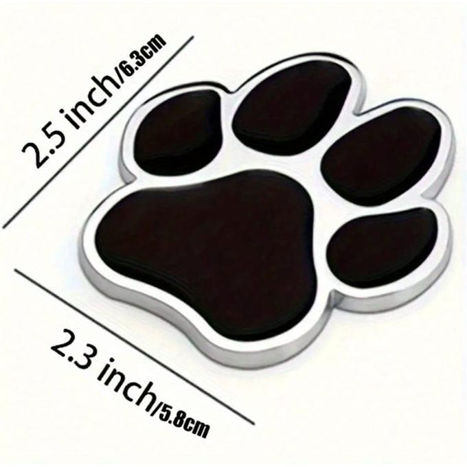 1 stuks 3D Hondenpootafdruk Chroom Decal Sticker Voor Auto, Motorfiets one-size gray