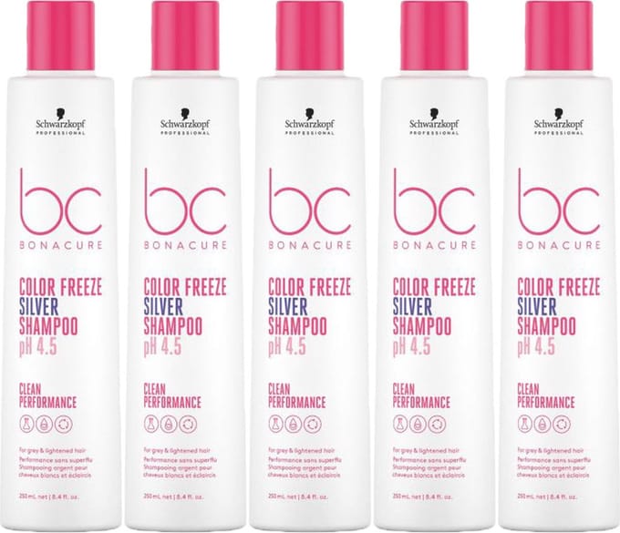 5x Schwarzkopf Professional BC Bonacure pH4.5 CF Zilvershampoo 250ml