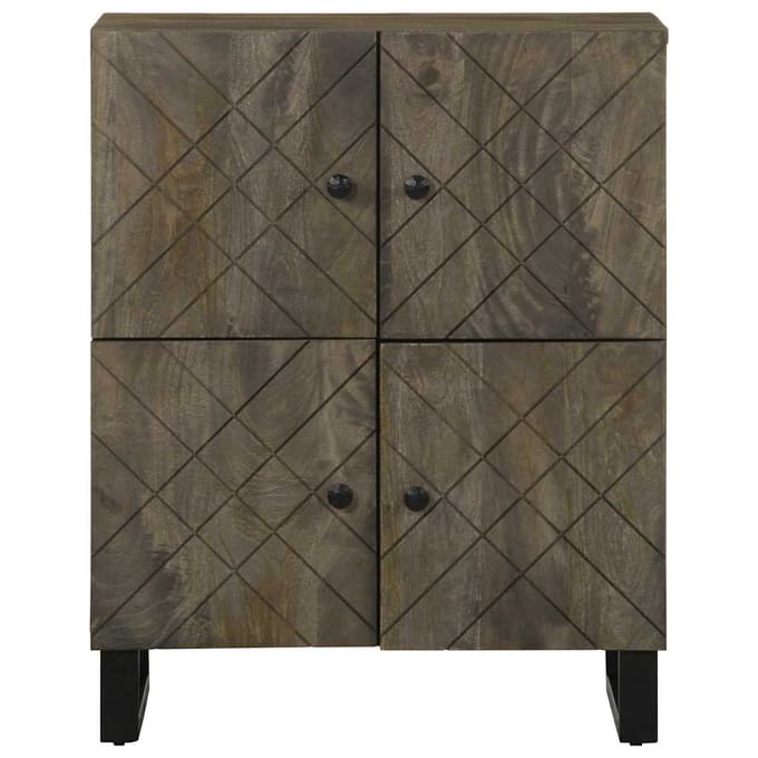 vidaXL - Dressoir - 60x33x75 - cm - massief - mangohout - zwart