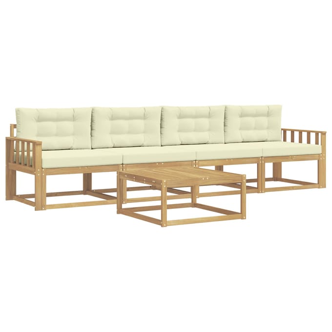 vidaXL - Buiten - bank - set - 4 - st - Wit - en - crèmekleurig