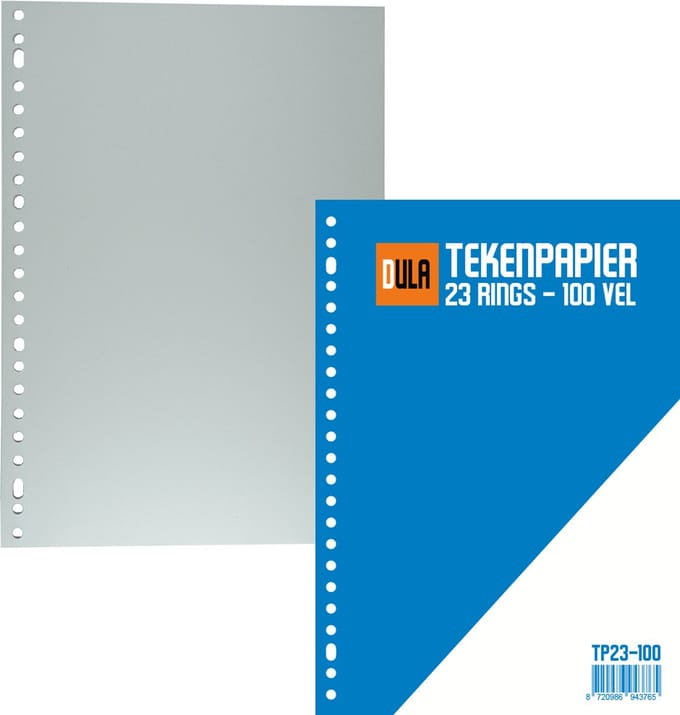 DULA Ringbandpapier A4 - 23 rings - Tekenpapier - 70 grams - 100 vel - Blanco