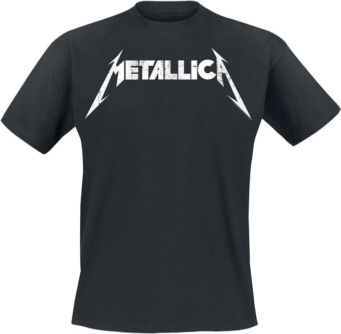 Textured Logo T-Shirt Zwart Band Merchandise Katoen