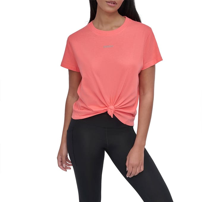 Dkny Mini Stud Logo Knot Front T-shirt Met Korte Mouwen Oranje,Roze M Vrouw