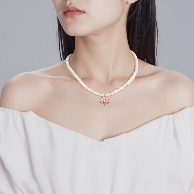 Swarovski Idyllia Bloem Versierd Imitatie Kristal Ketting Unisex ketting Roze 5725739 Box (Random Color) white
