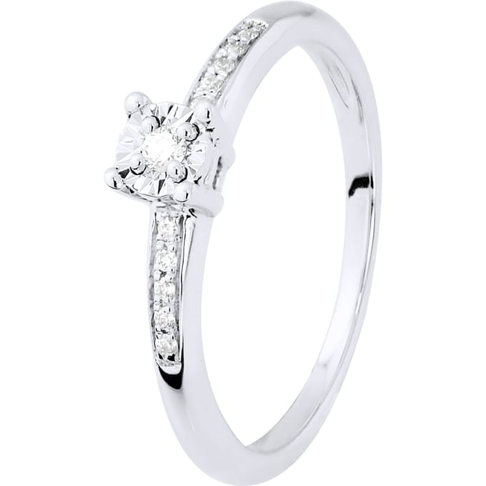 Diamond Solitaire ondersteund 0070 Cts Illusion 1 Ct White Gold set met vier klauwen