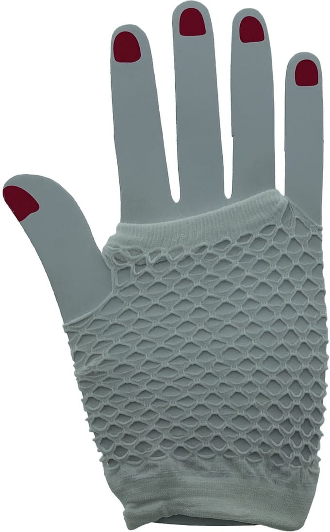 Korte net handschoenen Wit
