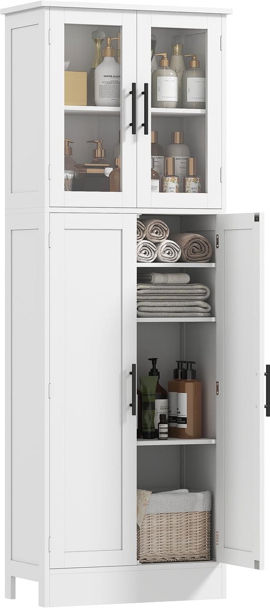 HOMCOM Badkamerkast - MDF - 60 x 30 x 170 cm - Wit