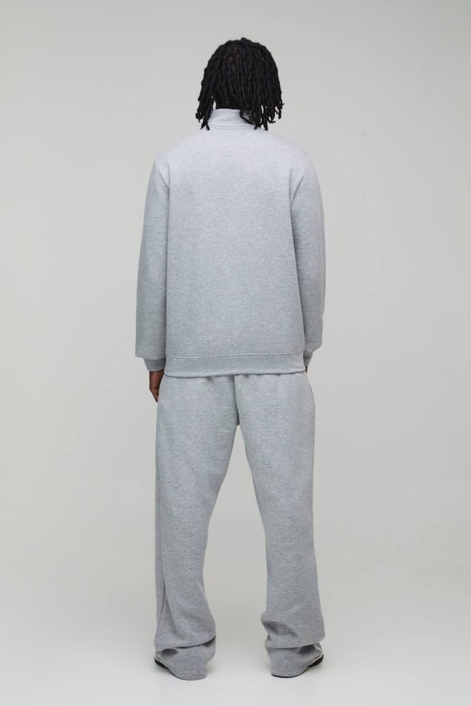 Tall Essential Regular Fit Quarter Zip Funnel Neck Sweatshirt | Grey Marl | Size Small