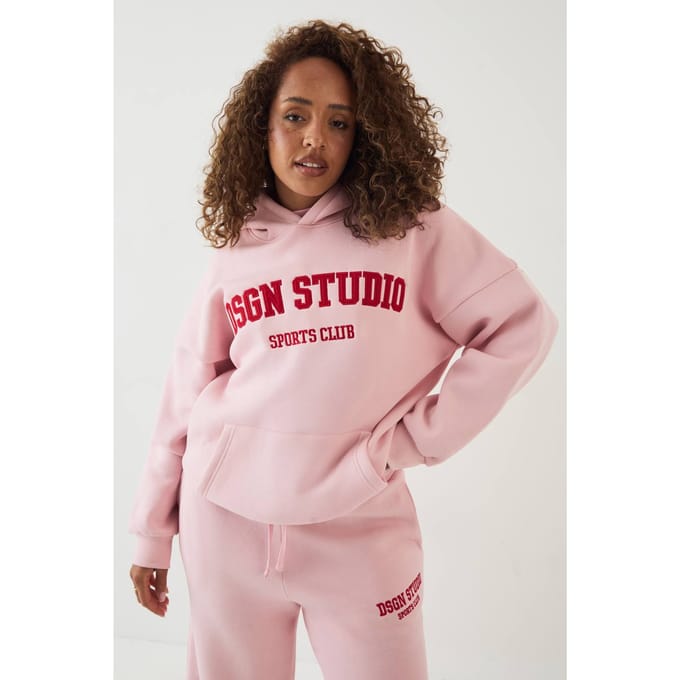 Dames Dsgn Studio Applique Oversized Hoodie | Pink | Maat: Small