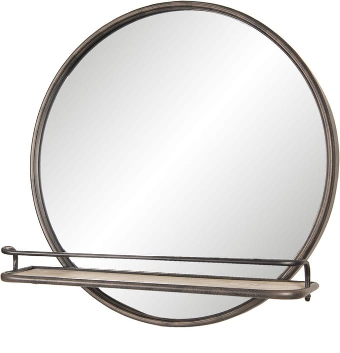 Clayre & Eef Spiegel 60x60 cm Bruin Hout Metaal Rond Grote Spiegel