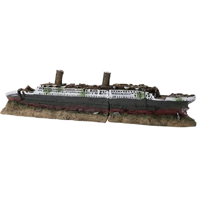 Titanic Lost Wrecked Boat Ship Aquarium Decoration Ornament wreck ornaments black