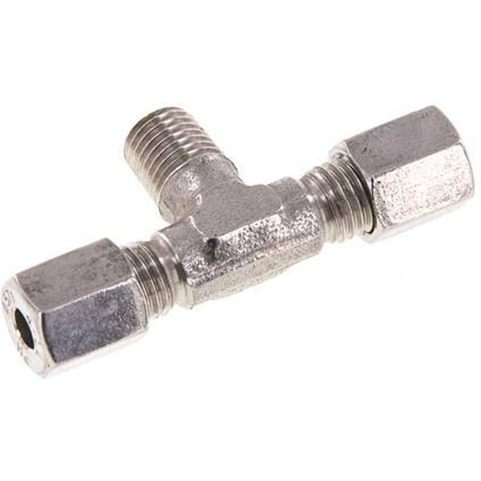 4LL & M8x1 (con) RVS T-stuk Snijringkoppeling Buitendraad 100bar ISO 8434-1