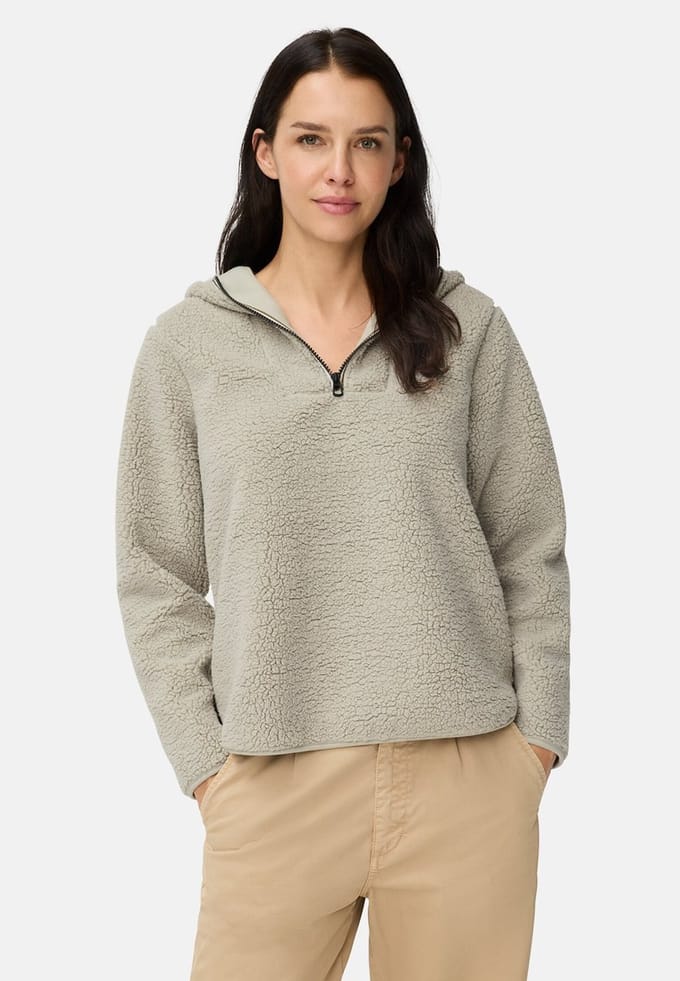 camel active Hoodie van teddyfleece - Maat womenswear-M - Eukalyptus