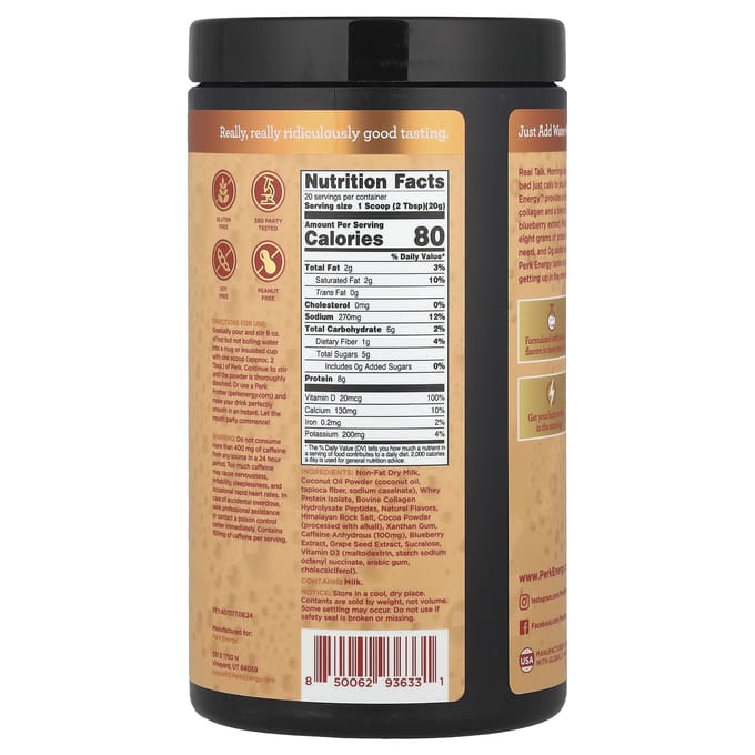 Perk Energy, Vanilla Caramel Steamer, 14 oz (392 g) beige
