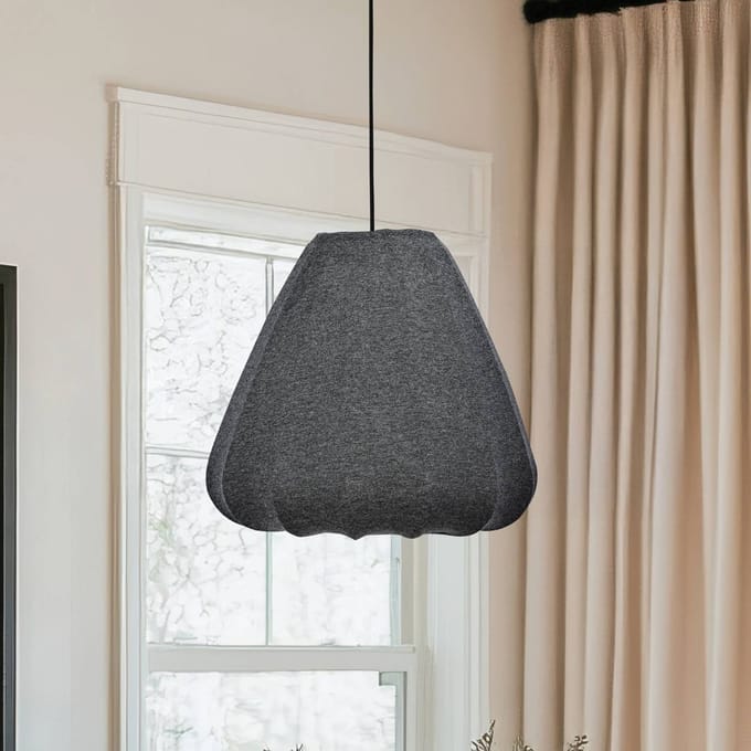 EGLO Barlaston Hanglamp - E27 - Ø 35 cm - Zwart|Grijs - uitwasbaar Textiel