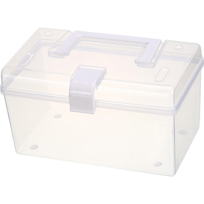Transparante Opbergdoos Grote Capaciteit Handheld Desktop Organizer Draagbare Multifunctionele Opbergcontainer met S white