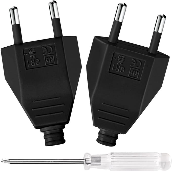 Dailygoods - 2 Stuks Euro Stekkers Veiligheidscontact 250V 2.5A