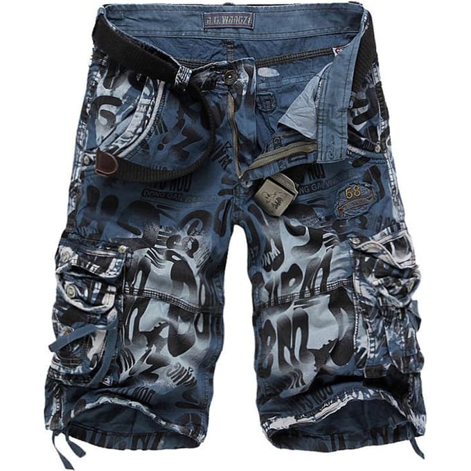 Vêtements de travail amples et décontractés pour hommes, Shorts de Camouflage, pantalons multi-poches à cinq points S bleu