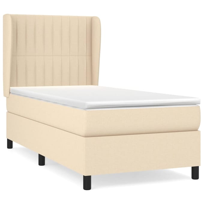 vidaXL - Boxspring - met - matras - stof - crèmekleurig - 80x200 - cm