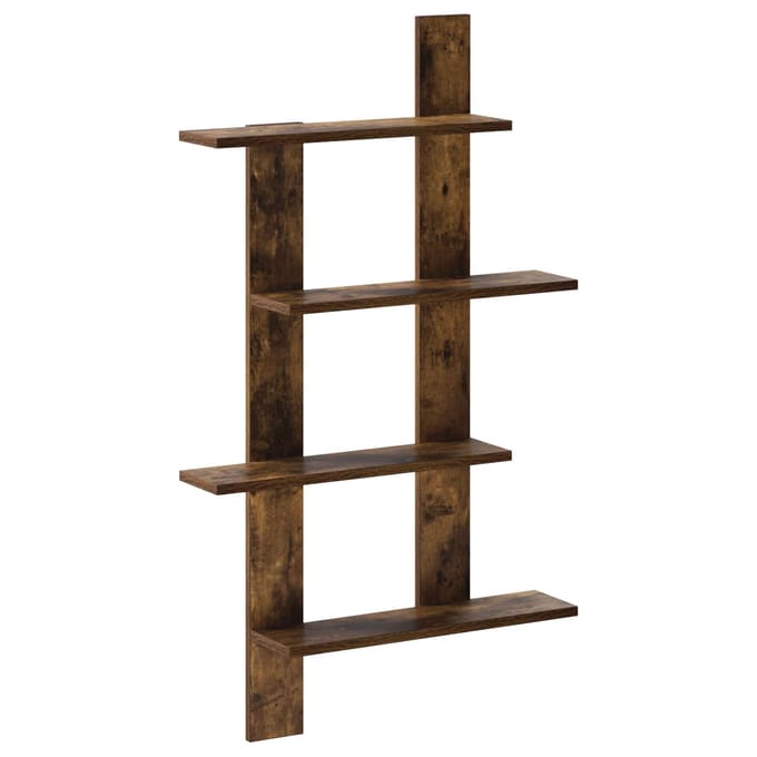 vidaXL - Wandplank - Gerookt - eiken - 61 - x - 13,5 - x - 105 - cm - Bewerkt - hout