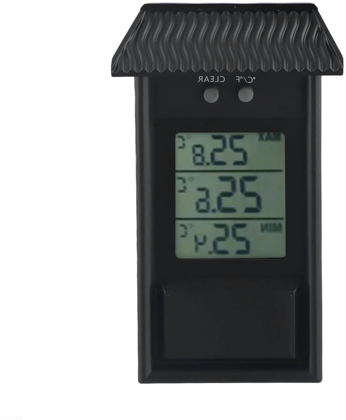 Buitenthermometer Digitaal - Max Min Meter - Temperatuur Bewaken - IP45 Waterdicht - 13.2 x 8 cm - Zwart