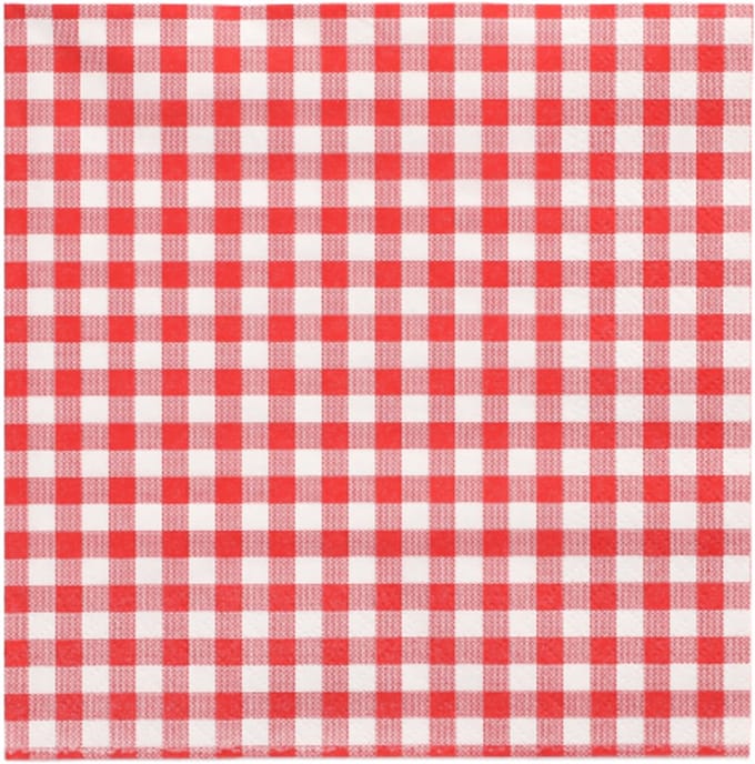 Servetten, 3-laags 1/4 vouw 33 cm x 33 cm rood "Vichy Karo" (360 stuks)