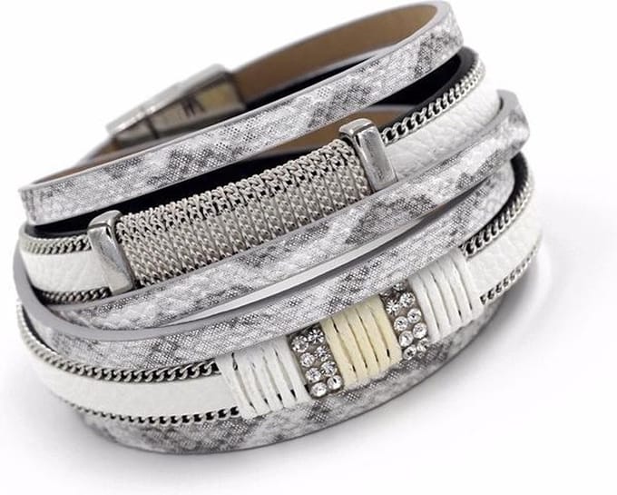 Montebello Armband Delfin - PU leer - Zirkonia - 38cm